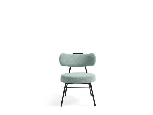 Elegant gray dining room chair with round padded seat