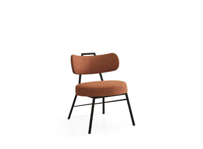 Modern round chair made from natural materials with textile upholstery
