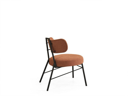 Modern round chair made from natural materials with textile upholstery