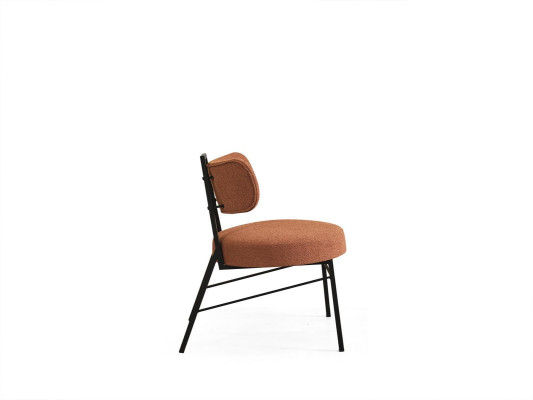 Modern round chair made from natural materials with textile upholstery