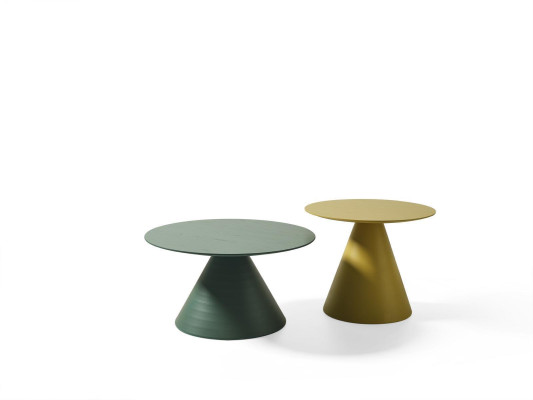 Elegant round gray coffee table in a modern style for the living room