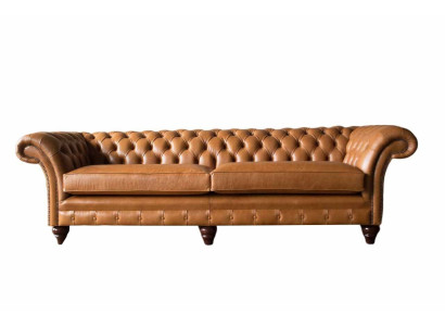 Sofa 4 Seater Couch Upholstery Chesterfield Sofa Seat Leather Design Brown Furniture