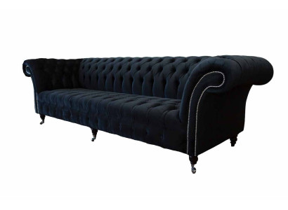 Sofa 4 Seater Chesterfield Upholstery Living room Design Luxury Wood new