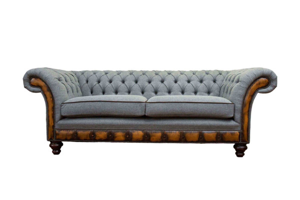 Luxury Three Seater Modern Couch Furniture Gray Sofas Fabric Textile Upholstery
