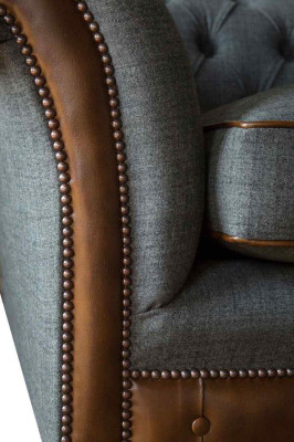 Design Chesterfield Fabric Couch Sofa 4 Seater Upholstery Gray Sofas new