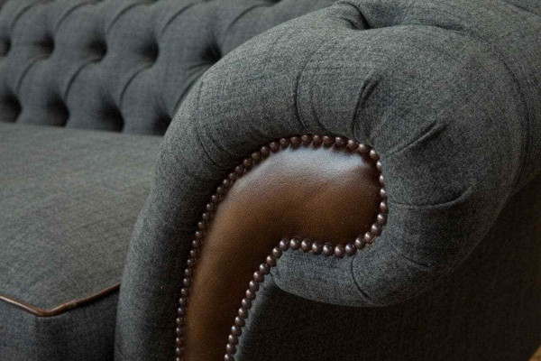 Design Chesterfield Fabric Couch Sofa 4 Seater Upholstery Gray Sofas new