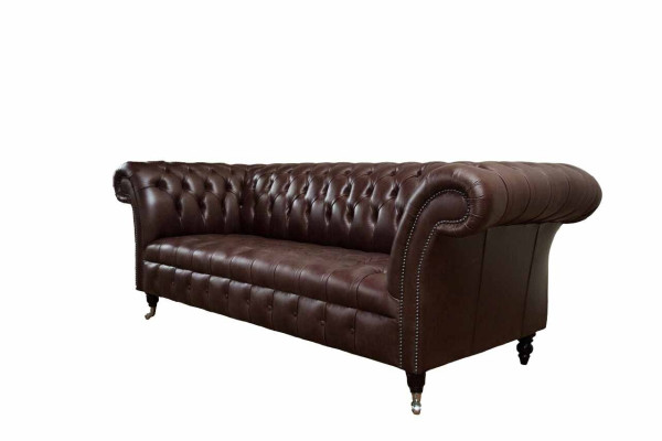 Sofa 3 Seater Chesterfield Leather Sofa Living room Designer Couches Upholstery