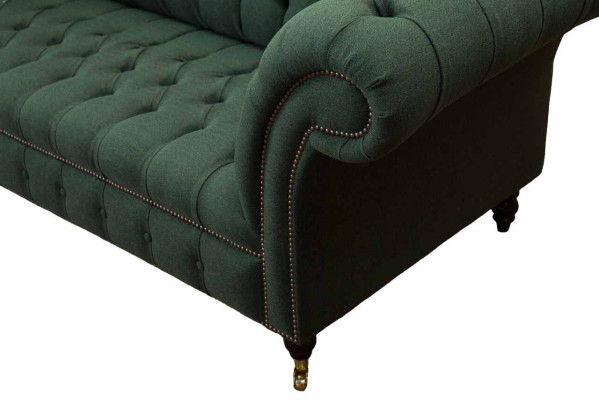 Three Seater Couch Textile Green Upholstery Furniture Chesterfield Sofas Couches