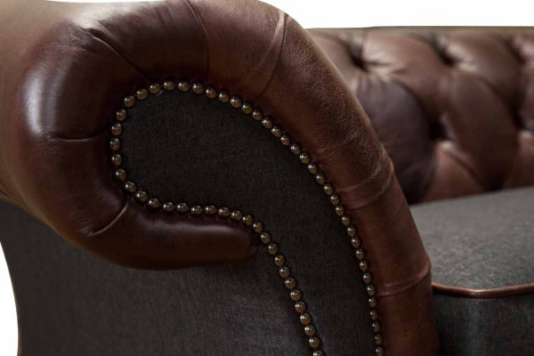 Brown Chesterfield English Classic R Style Sofa Couch 3 Seat Upholstery 230cm