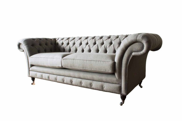 English Chesterfield Sofa Couch Office Furniture Three Seat Velvet 230cm Brown