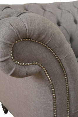 Chesterfield 3 Seater Upholstery Couch Sofa Couches Textile Modern Style Gray