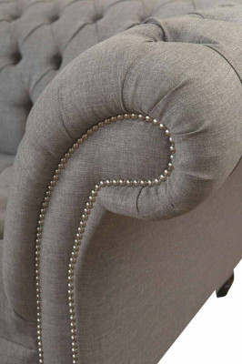 Chesterfield 3 Seater Upholstery Couch Sofa Couches Textile Modern Style Gray