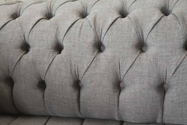 Chesterfield 3 Seater Upholstery Couch Sofa Couches Textile Modern Style Gray