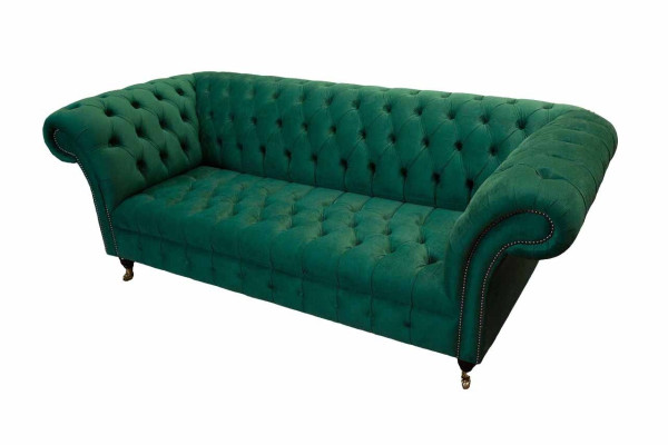 Three Seater Sofa 3 Seater Luxury Seat Modern Sofas Green Fabric Chesterfield