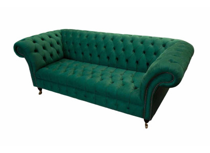 Three Seater Sofa 3 Seater Luxury Seat Modern Sofas Green Fabric Chesterfield