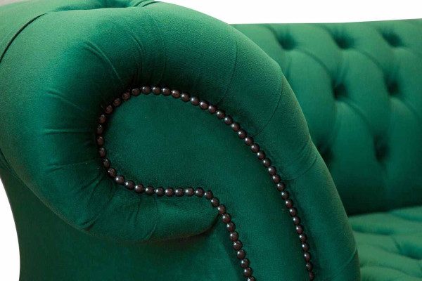 Three Seater Sofa 3 Seater Luxury Seat Modern Sofas Green Fabric Chesterfield