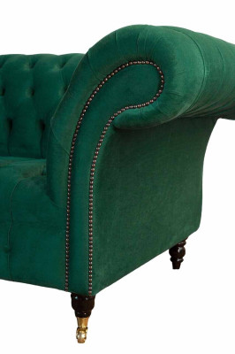 Three Seater Sofa 3 Seater Luxury Seat Modern Sofas Green Fabric Chesterfield