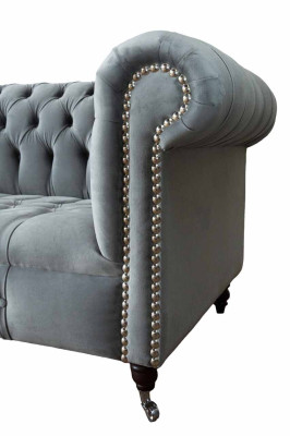 Sofa 3 Seat Textile Sofas Couch Upholstery Chesterfield Couches Gray Three Seater