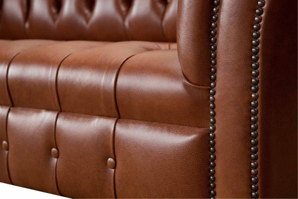 Chesterfield Sofa 3 Seater Brown Modern Upholstery Leather Living room Design