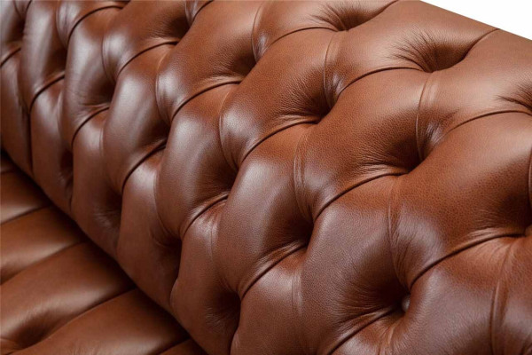Chesterfield Sofa 3 Seater Brown Modern Upholstery Leather Living room Design