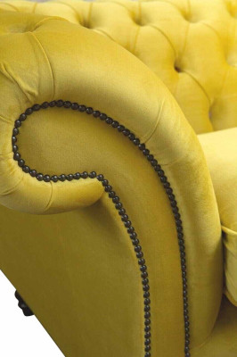 Textile 3 Seater Blue Fabric Design Couch Upholstery 230cm Sofa Chesterfield