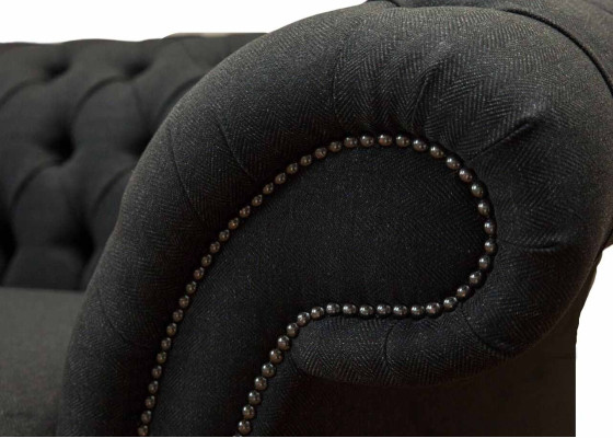 Living room Sofa Chesterfield Couch Three Seater Design Black Furniture new