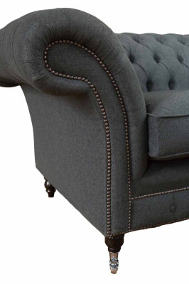 Chesterfield Sofa 2 Seater Couch Upholstery Fabric Couches Gray Textile new
