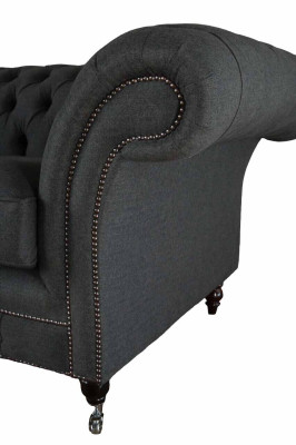 Chesterfield Sofa 2 Seater Couch Upholstery Fabric Couches Gray Textile new