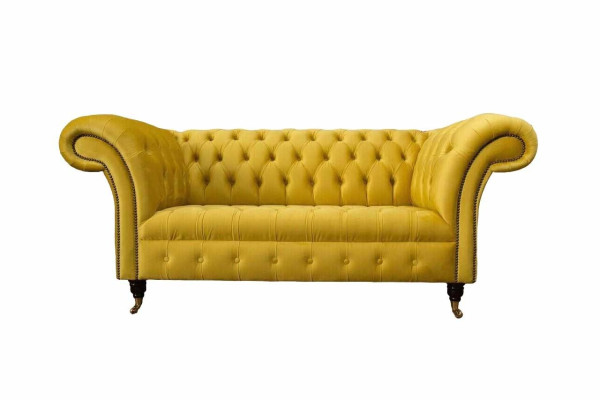 Chesterfield Couch Sofa Upholstery 2 Seater Living room Couches Seat Yellow