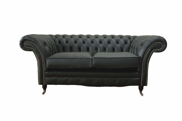 Sofa Luxury Textile Chesterfield Couch Sofas Upholstery 2 Seater Black Leather