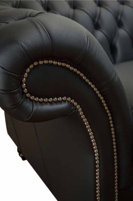 Sofa Luxury Textile Chesterfield Couch Sofas Upholstery 2 Seater Black Leather