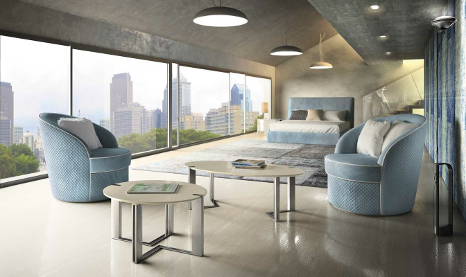 Design Sofa Armchair Couch Upholstery Luxury Textile Couches 1 Seater Blue Bedroom