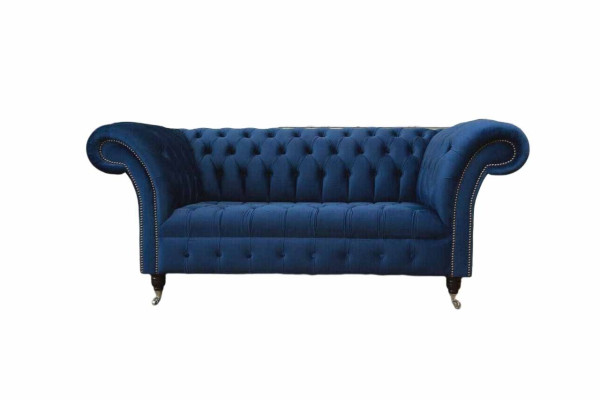 English Chesterfield Office Seat Furniture Furnishings Sofa Couch 2 Seat RoyalBlue