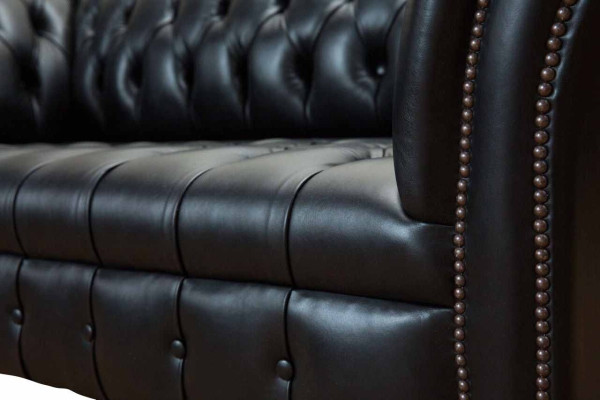 Three Seater Luxury Sofa 3 Seater Sofas Seater Leather Black Chesterfield