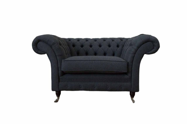 Gray Chesterfield Armchair 1.5 Seater Sofa Couch Upholstery Textile Gray Armchair