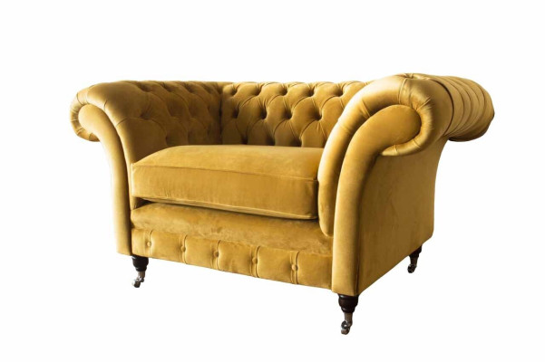 Chesterfield Armchair Fabric Textile Modern Living room Luxury Design Furniture