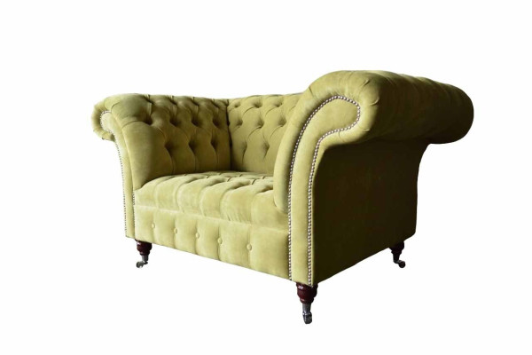 Chesterfield Armchair Textile Design Sofa Fabric Couch Sofas Upholstery Gray new