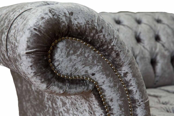 Chesterfield Armchair Design Upholstery Sofa Couch Chesterfield Textile Silver