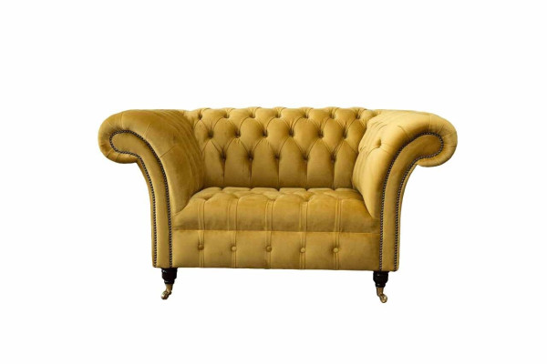 Chesterfield Yellow Armchair Couch Upholstery Luxury Textile Design Couches new
