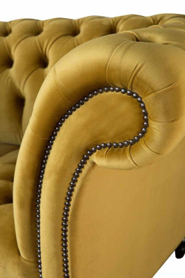 Chesterfield Yellow Armchair Couch Upholstery Luxury Textile Design Couches new