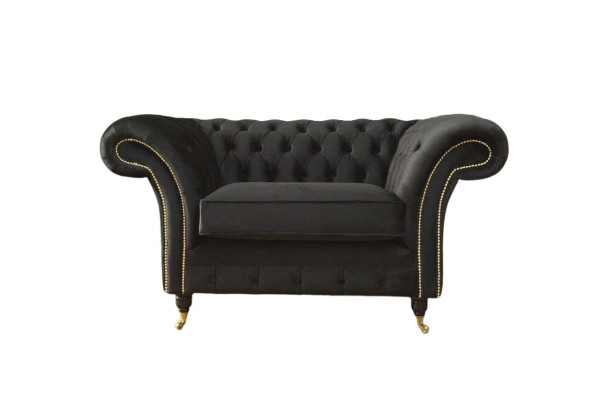 Chesterfield Armchair Lounge Black Sofa Couch Upholstery Modern Textile new