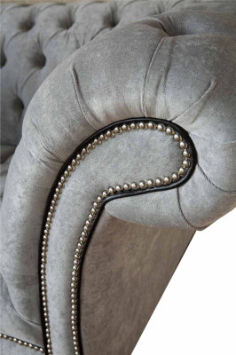 Chesterfield Armchair Fabric Living room Design Upholstery Textile Design Luxury