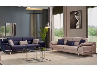 Three Seater Suite Sofa set 33 Seater Fabric Luxury Blue Set Sets