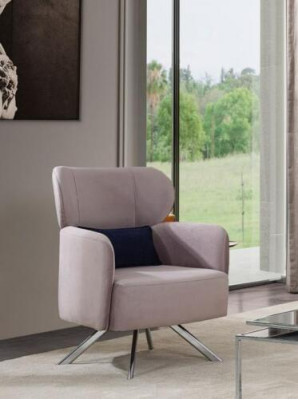 Armchair Wing Chair Cocktail Chair Seater Modern Design Gray Fabric Seat