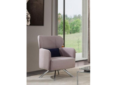 Armchair Wing Chair Cocktail Chair Seater Modern Design Gray Fabric Seat