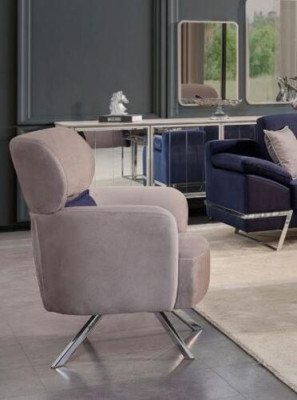 Armchair Wing Chair Cocktail Chair Seater Modern Design Gray Fabric Seat