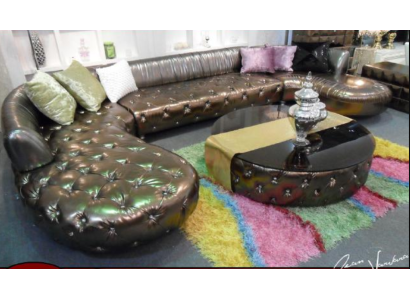 Chesterfield Corner sofa U-shape Luxury Couch Living landscape Gold Corner suite