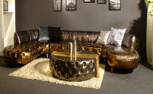 Chesterfield Corner sofa U-shape Luxury Couch Living landscape Gold Corner suite