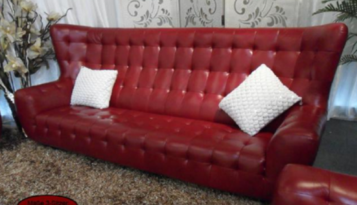 Sofa set Chesterfield Armchair Sofa Set 3-piece leather sofa red modern