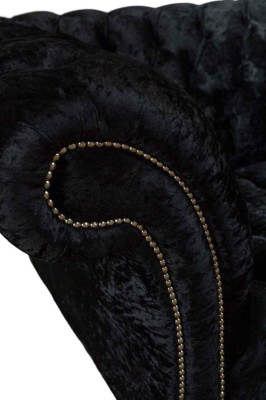 Chesterfield Armchair Design Upholstery Couch Black Textile Fabric Lounge